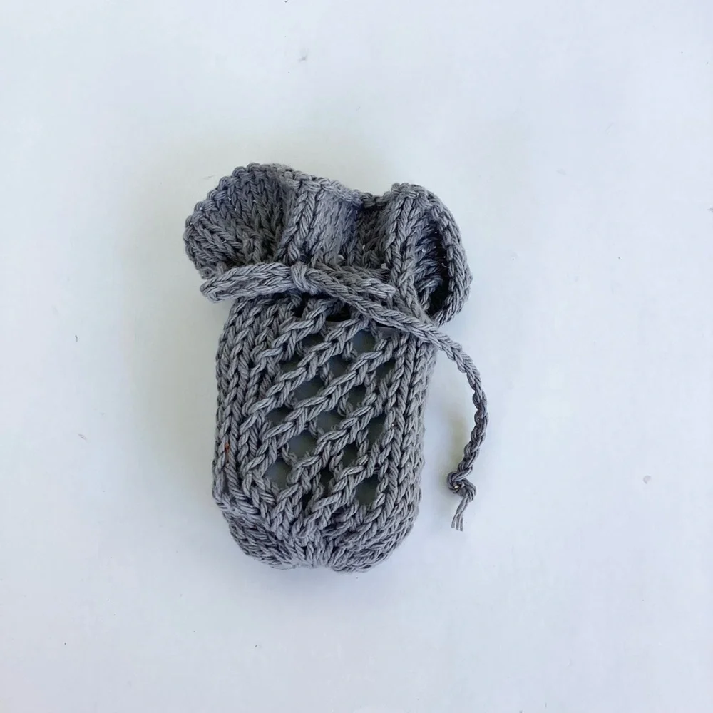 Mens Soap Saver Bag Hand Crafted Gray Grey Cotton Batth Essential Fathers Day
